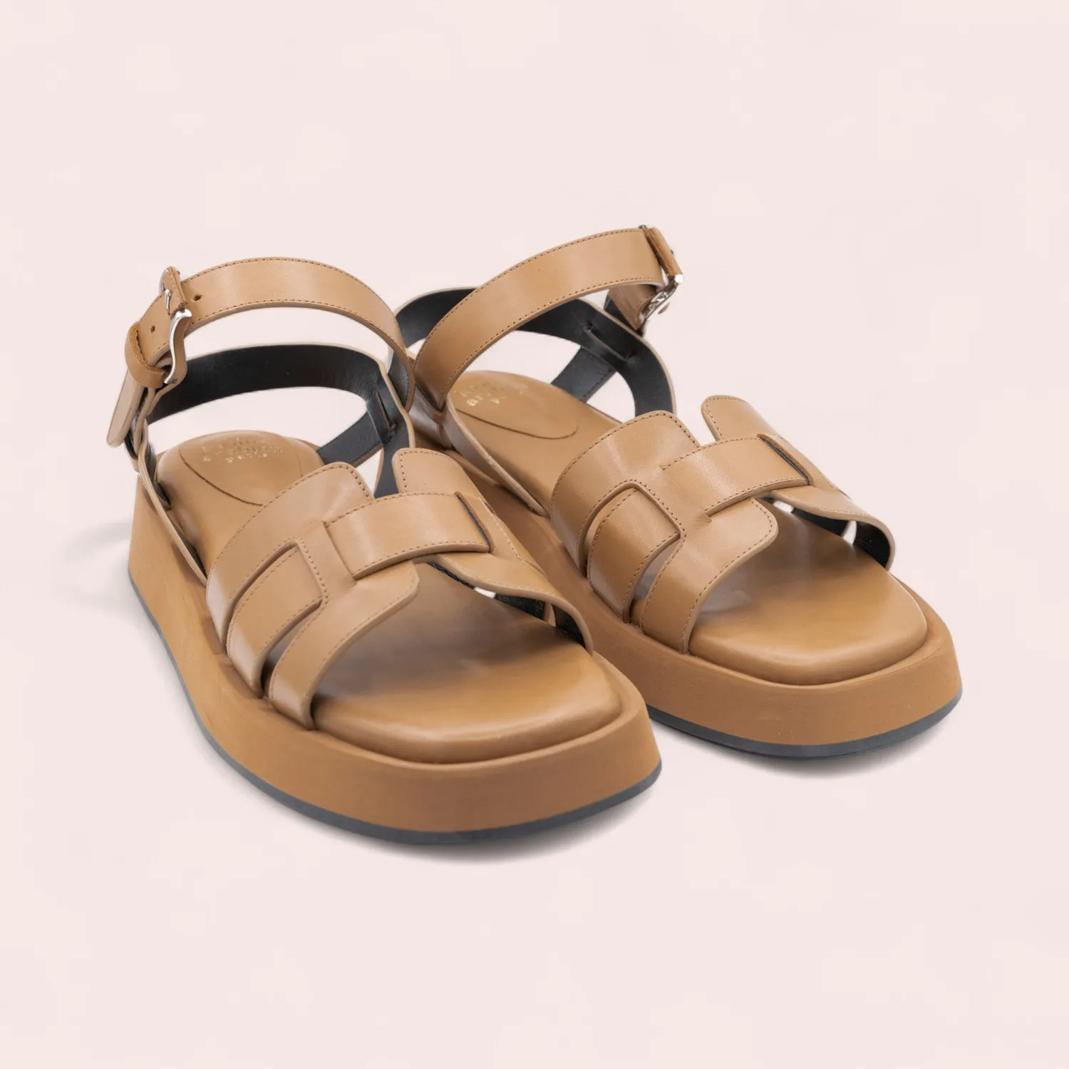 Karine Arabian CHARLIE sandale cuir camel 38 compensée 30mm