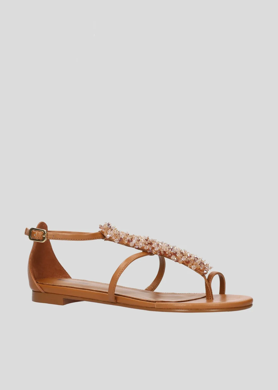 Lola Cruz Martina Flat Sandal Cuir marron