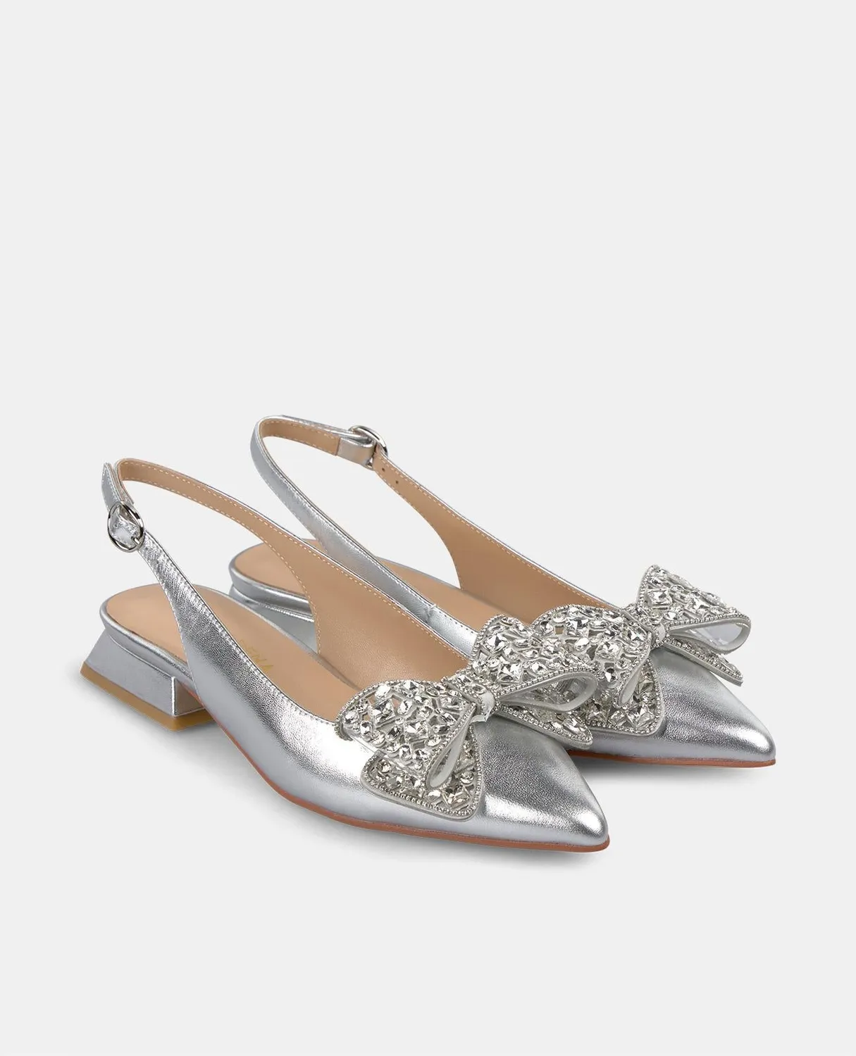 Alma en Pena V250495 ballerine argentée nœud strass