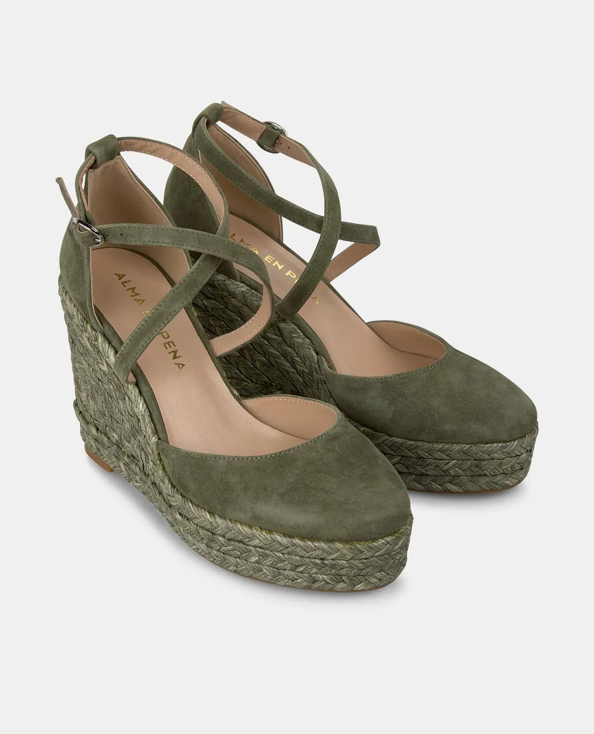 Alma en Pena V2551005 compensées suède kaki 8 cm