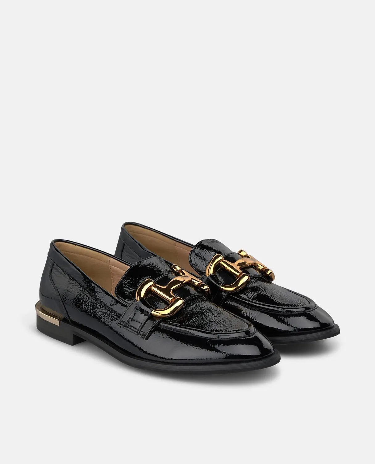 Alma en Pena I260122C mocassins cuir verni noir plat talon 2 cm