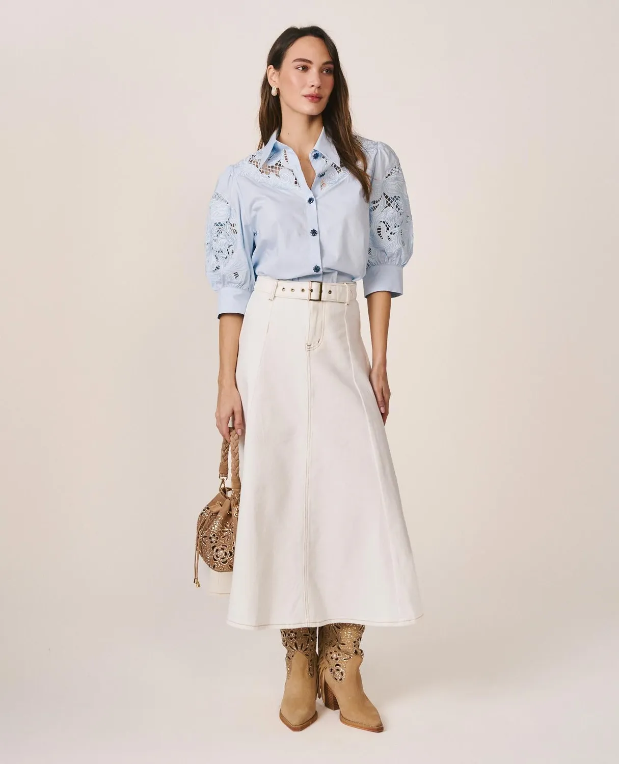 Alma en Pena V26CL0411 chemise popeline bleu
