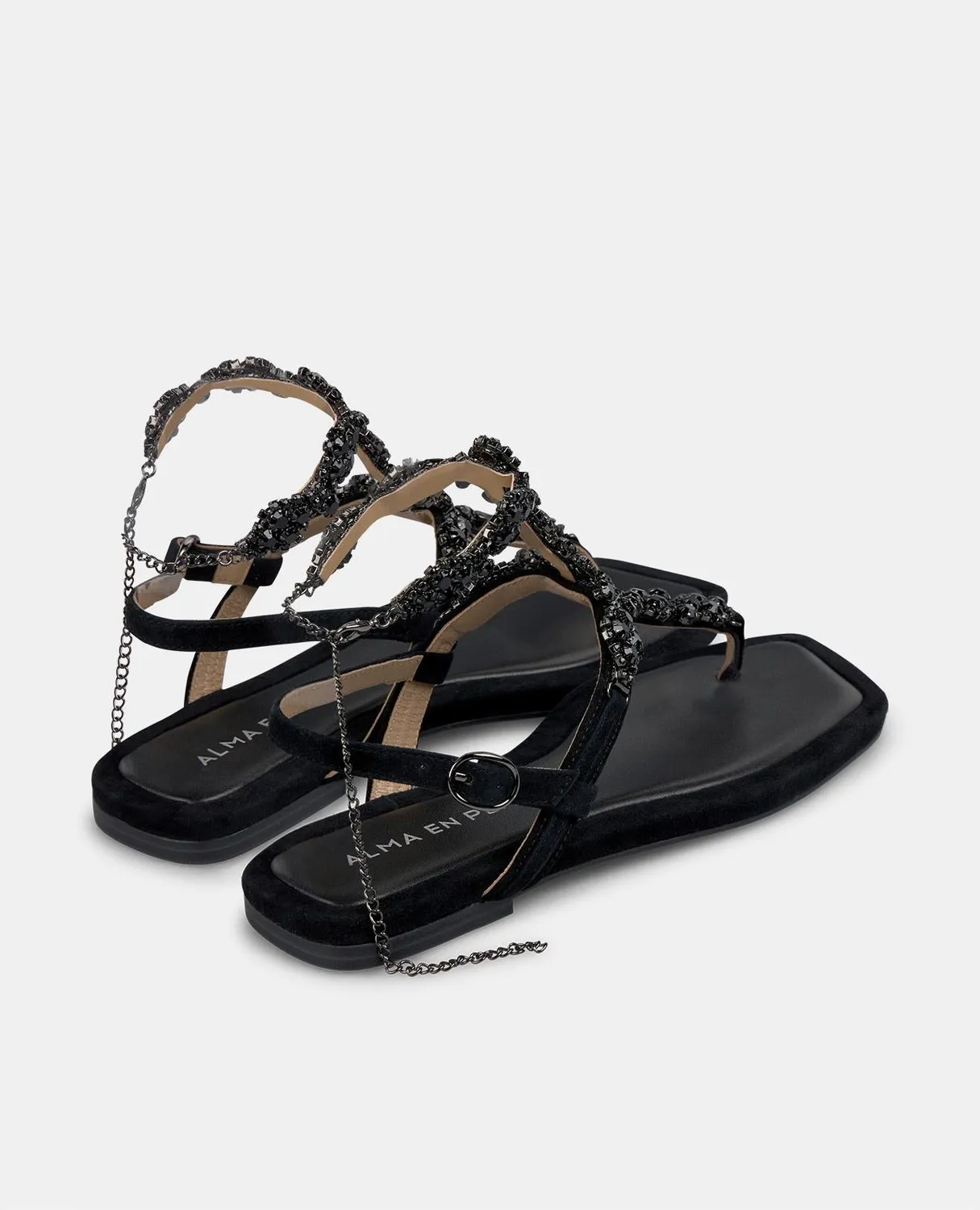 Alma en Pena V251970 sandales plates noires strass