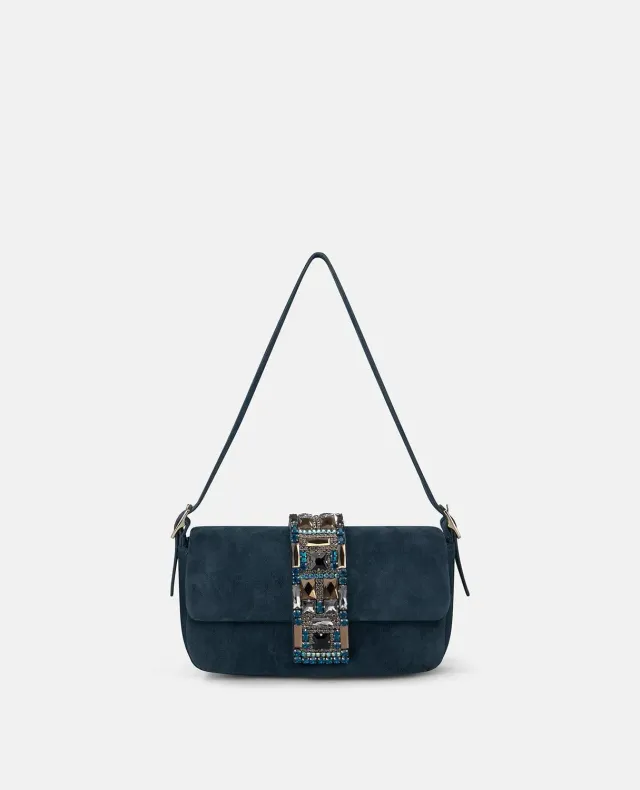 Alma en Pena BG115 sac épaule bleu cuir strass