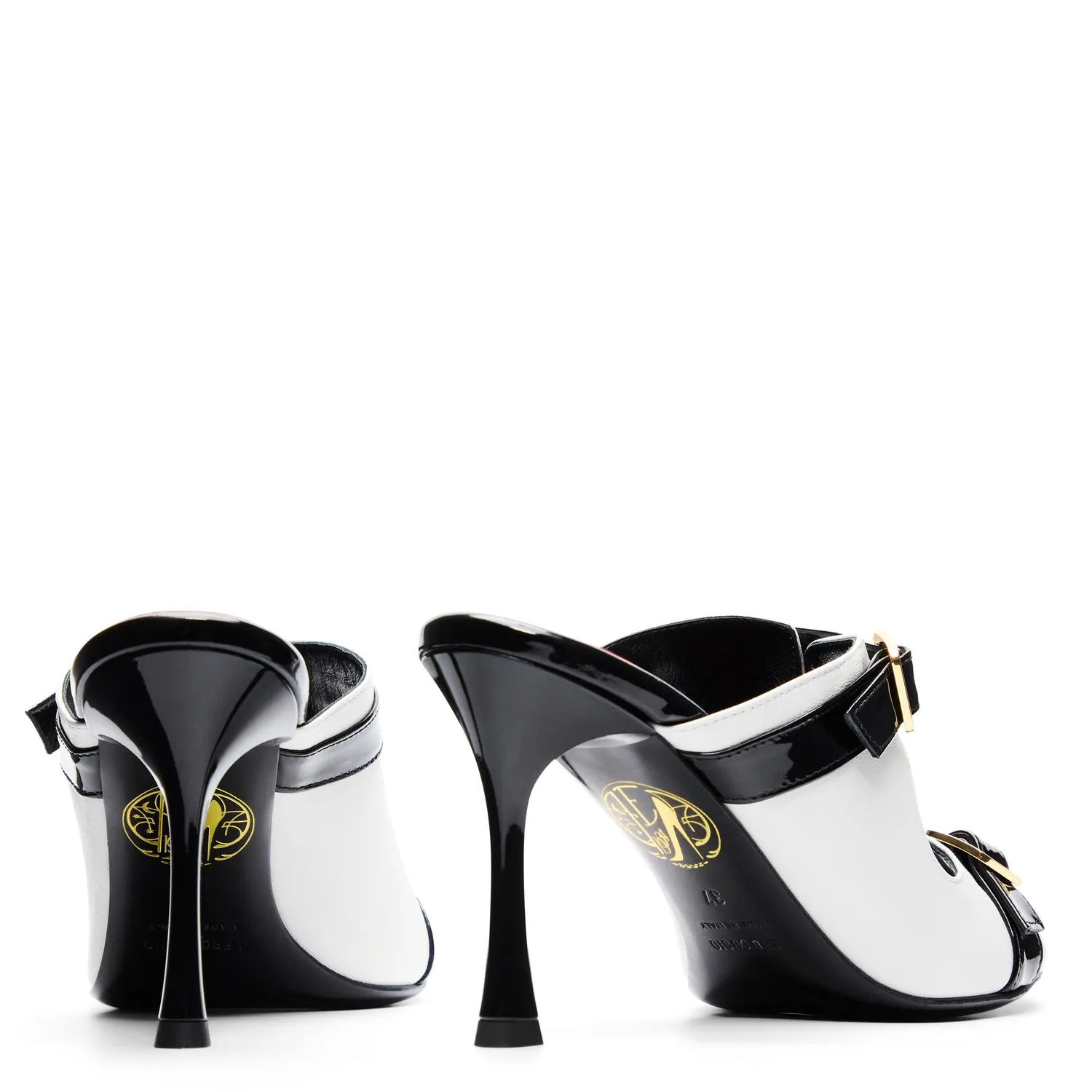 Maison Ernest Myrtle 90 mules cuir blanc noir