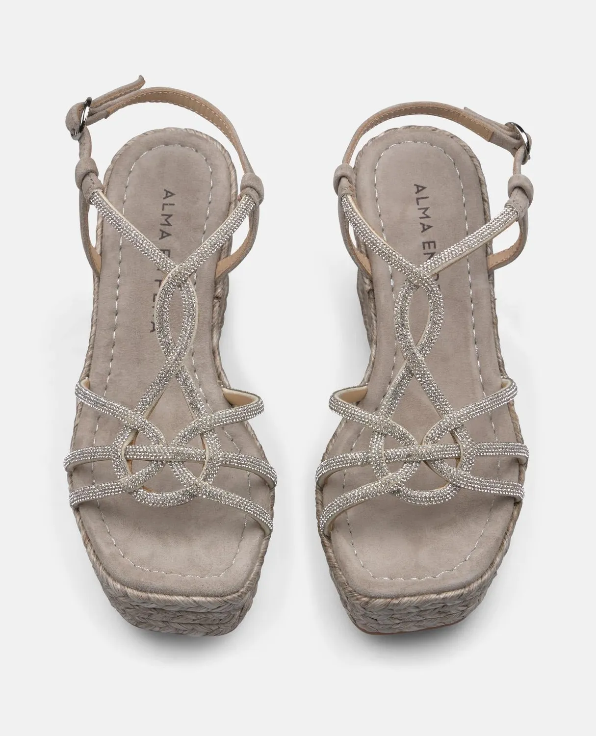 Alma en Pena V2551273 sandales compensées taupe strass talon 9,8 cm