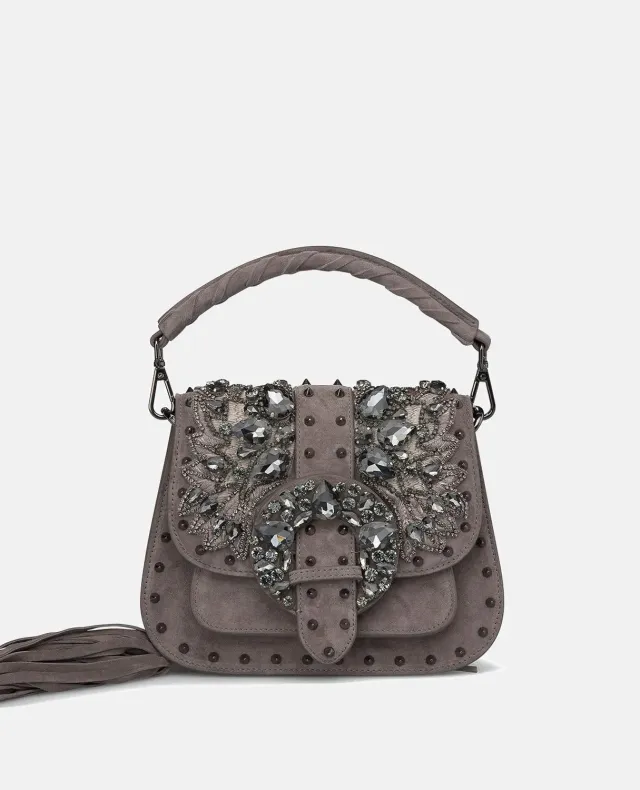 Alma en Pena BG113 Sac bandoulière cuir gris bijou