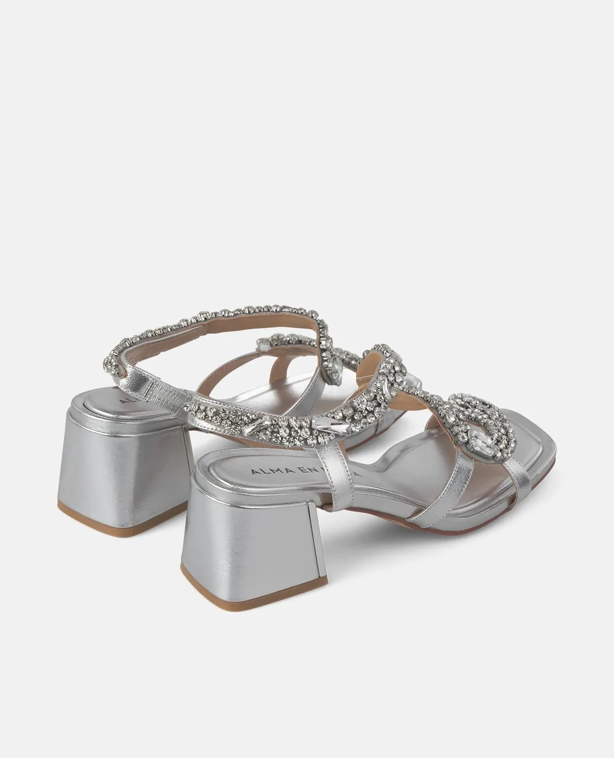 Alma en Pena V250977 mules à talon argenté serpent strass