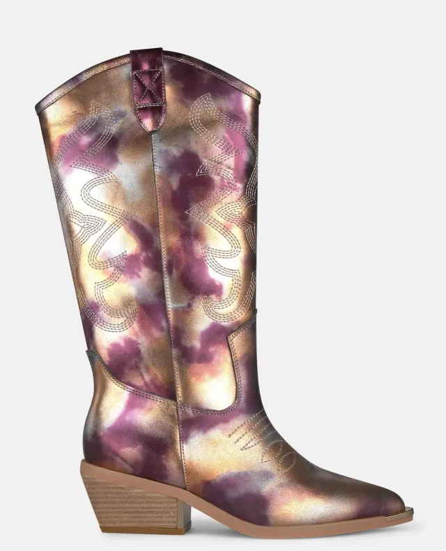 Alma en Pena V260254 bottes cowboy violet cuir 5 cm