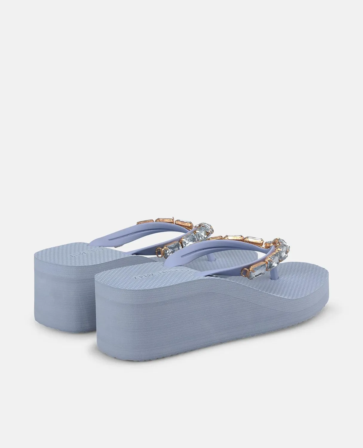 Alma en Pena V269013 tongs plateforme bleu strass