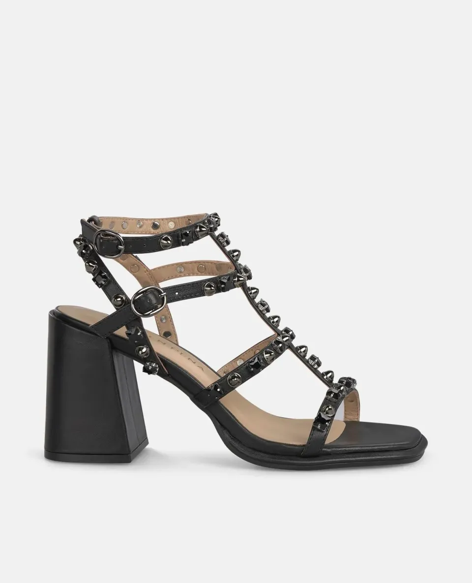 Alma en Pena V262504 sandales noires cloutées talon 9 cm