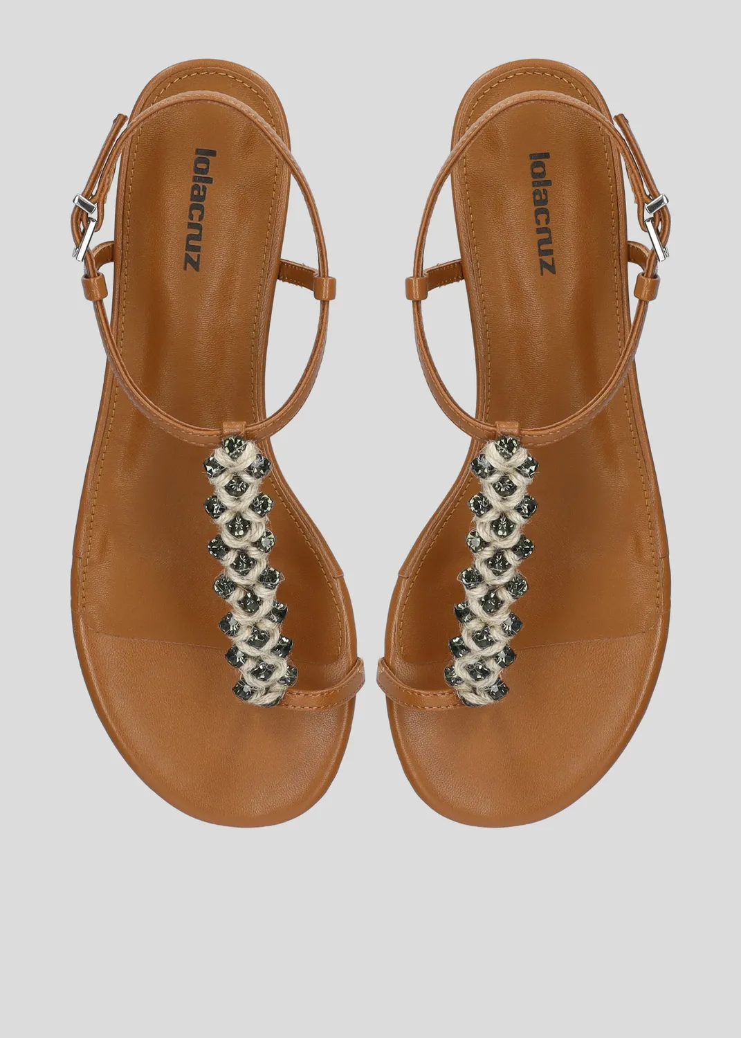 Lola Cruz Odette sandales plates cuir camel