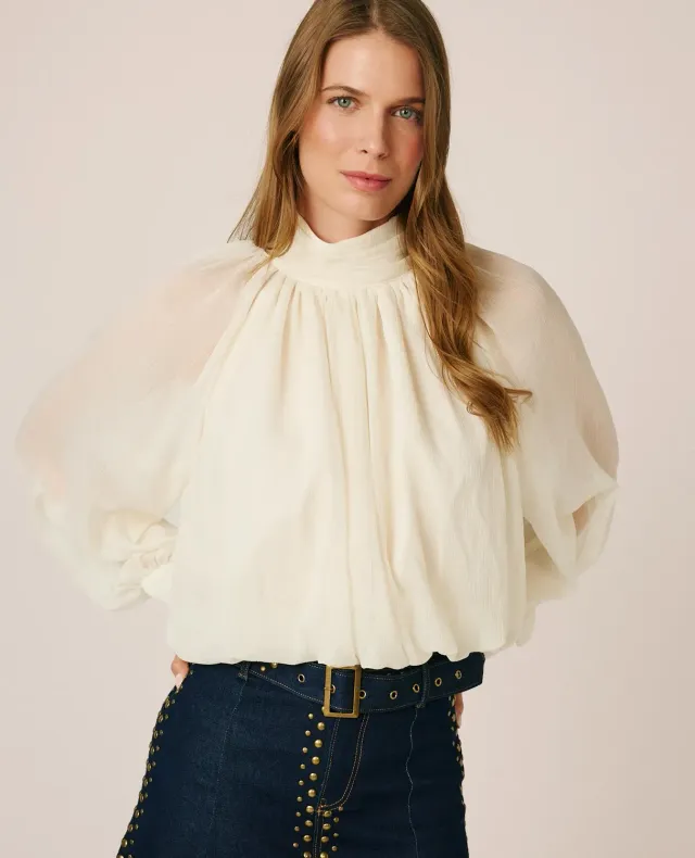 Alma en Pena I26CL0511 blouse gaze blanche drapée