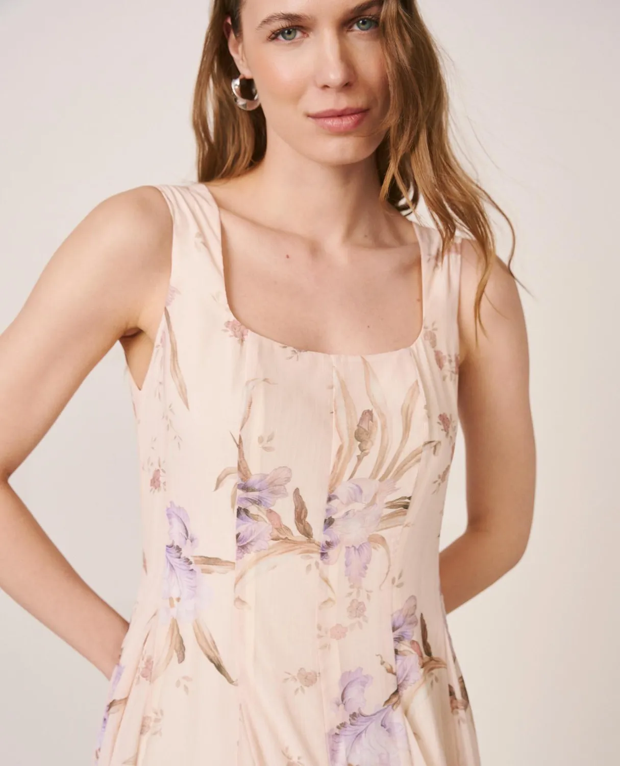 Alma en Pena V26CL0211 robe midi gaze lilas volants