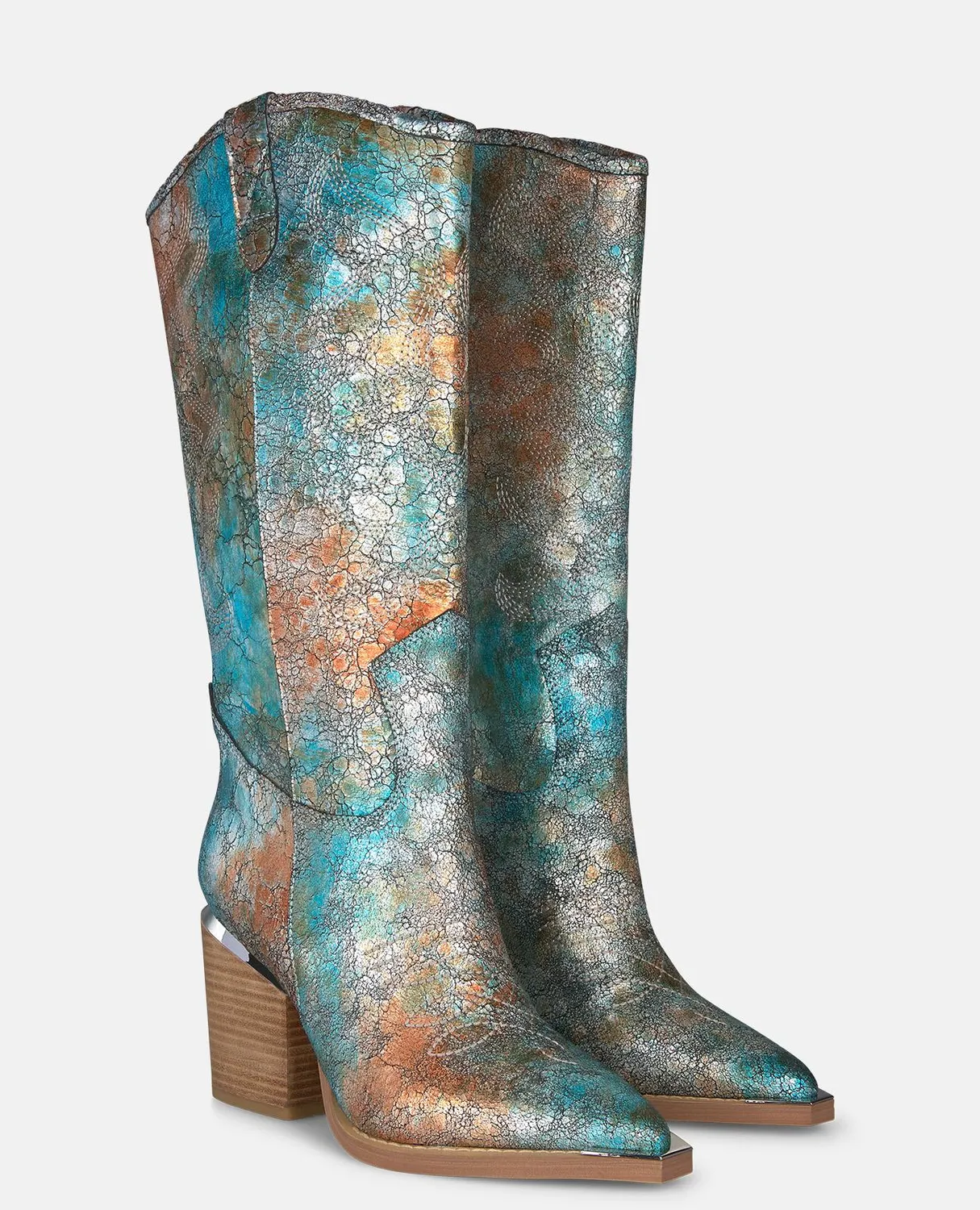 Alma en Pena V260108 bottes camperas cuir turquoise talon 7,5 cm