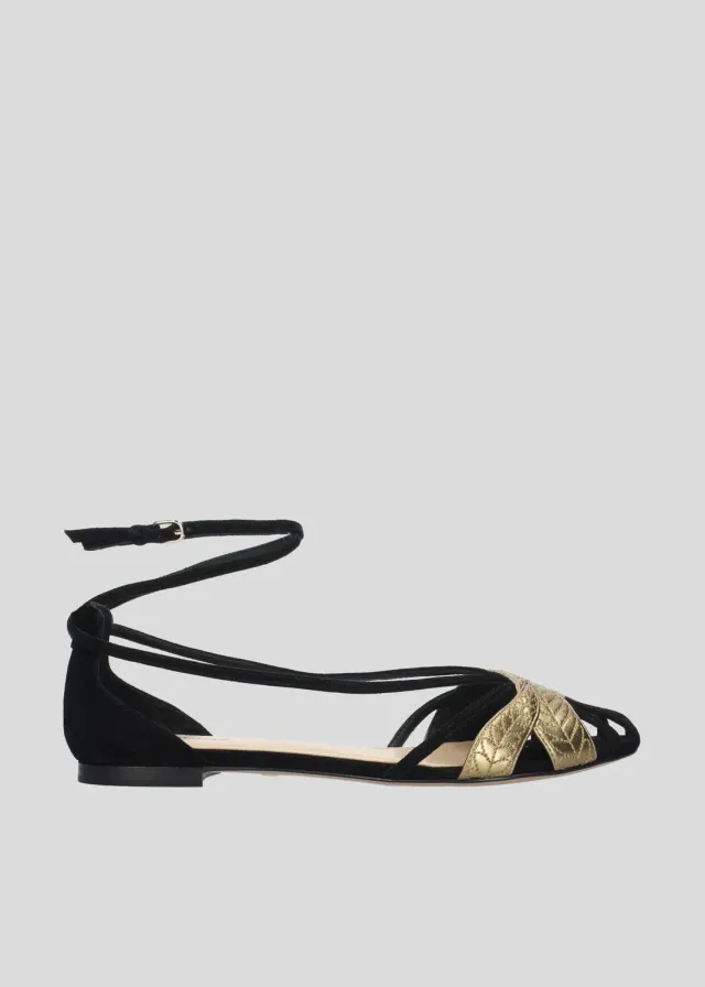 Lola Cruz Hanon sandales plates noires cuir