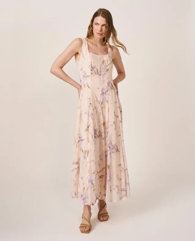 Alma en Pena V26CL0211 robe midi gaze lilas volants