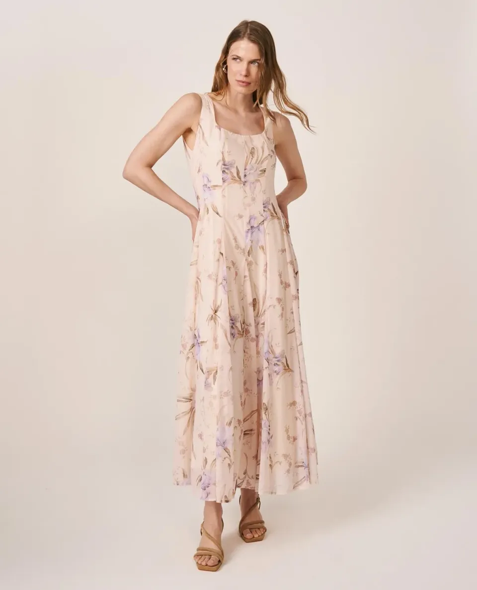 Alma en Pena V26CL0211 robe midi gaze lilas volants