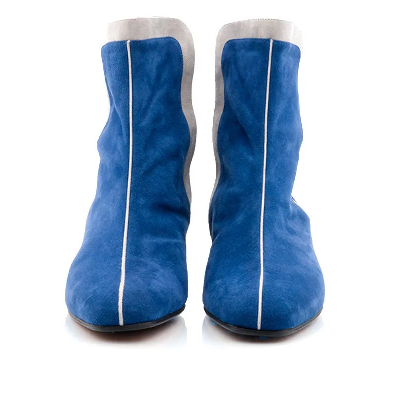 Bégum Paris Chéri bottines chèvre velours bleu