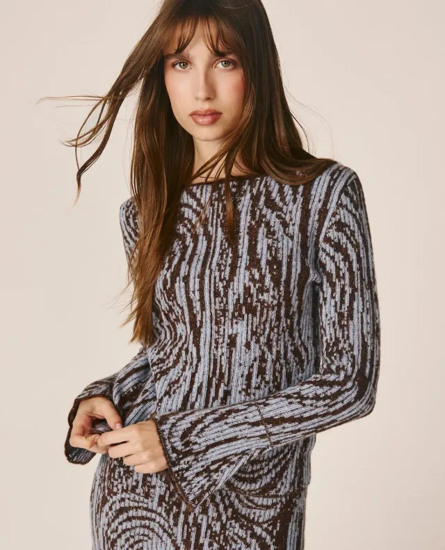 Alma En Pena I26CL0800 pull marron imprimé mohair