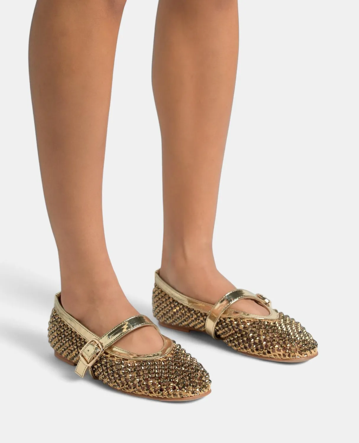 Alma en Pena V250546 ballerines doré strass boucle