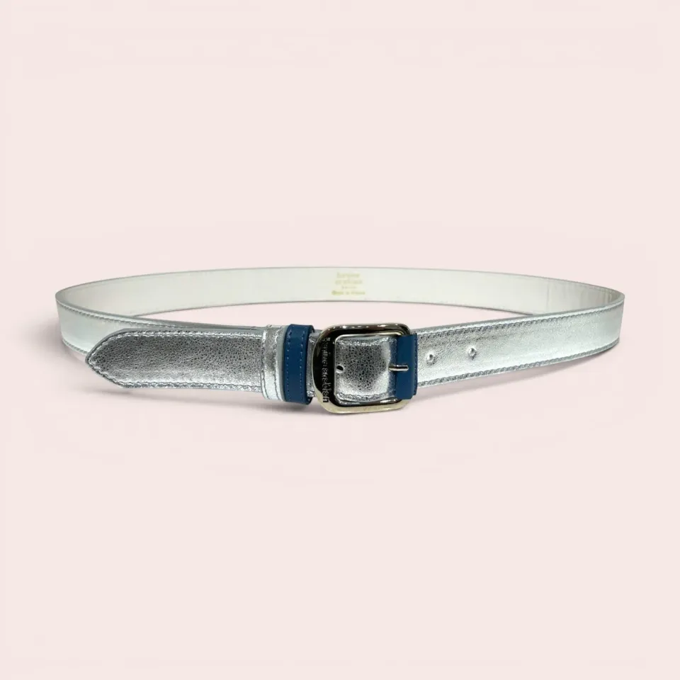 Karine Arabian ORTIZ ceinture argent cuir metallise