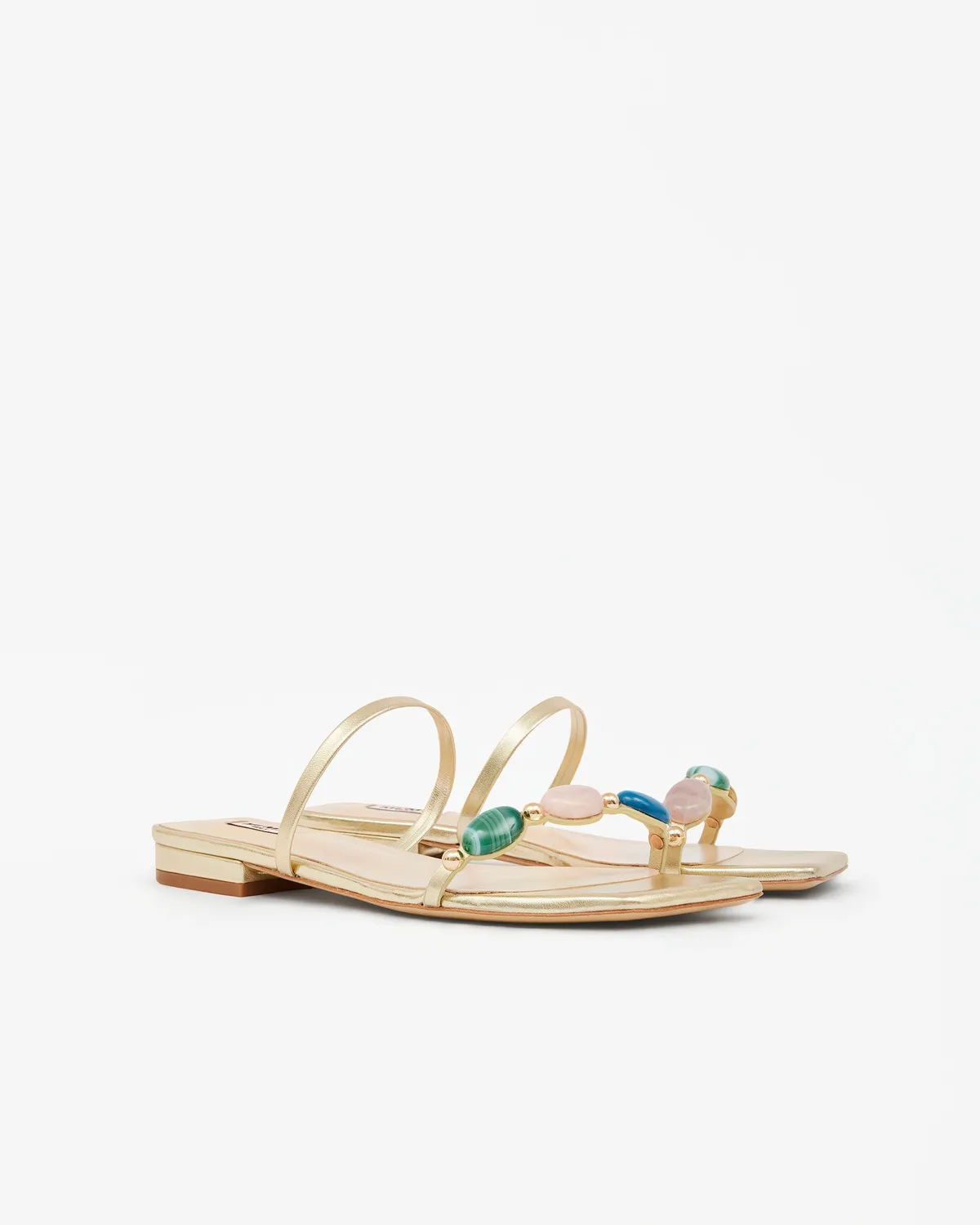 Mi/Mai Thetis Gold nu-pieds cuir doré pierres