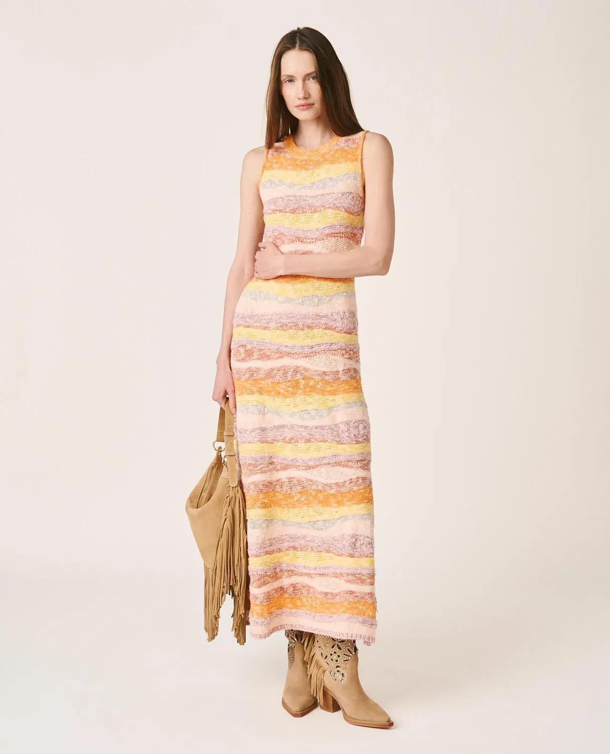 Alma en Pena V26CL0206 robe maille midi orange