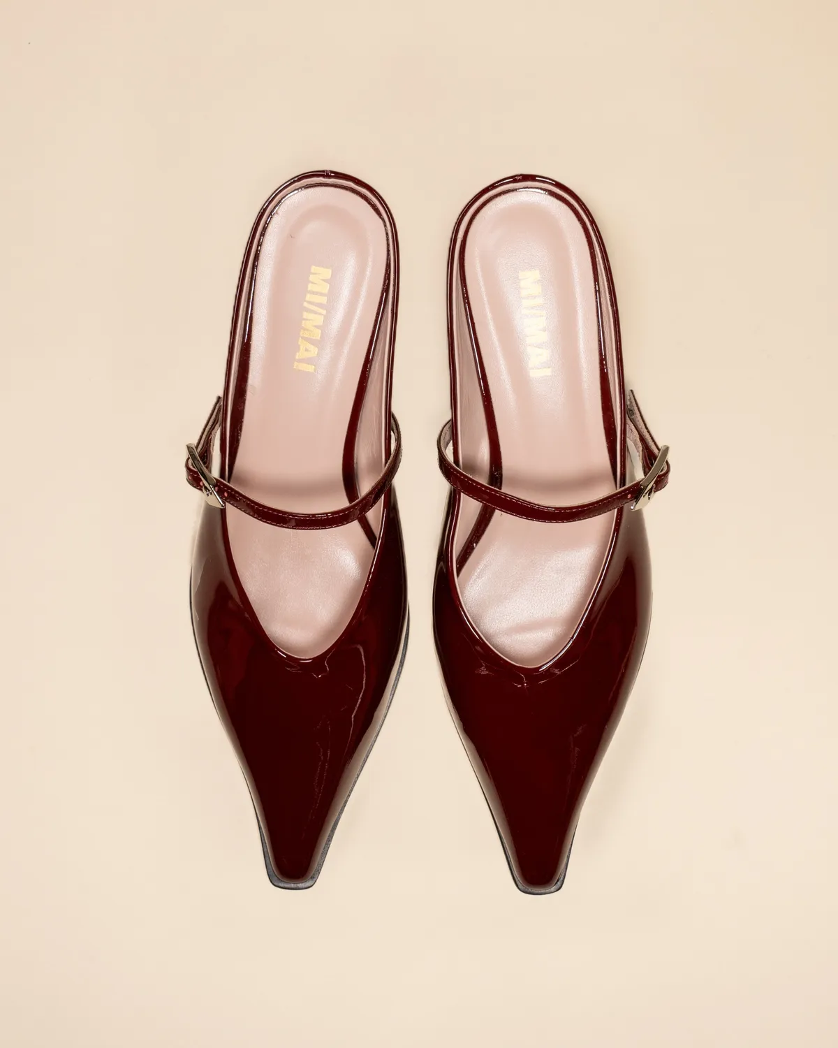 Mi/Mai Suzanne Burgundy Patent mule cuir verni bordeaux