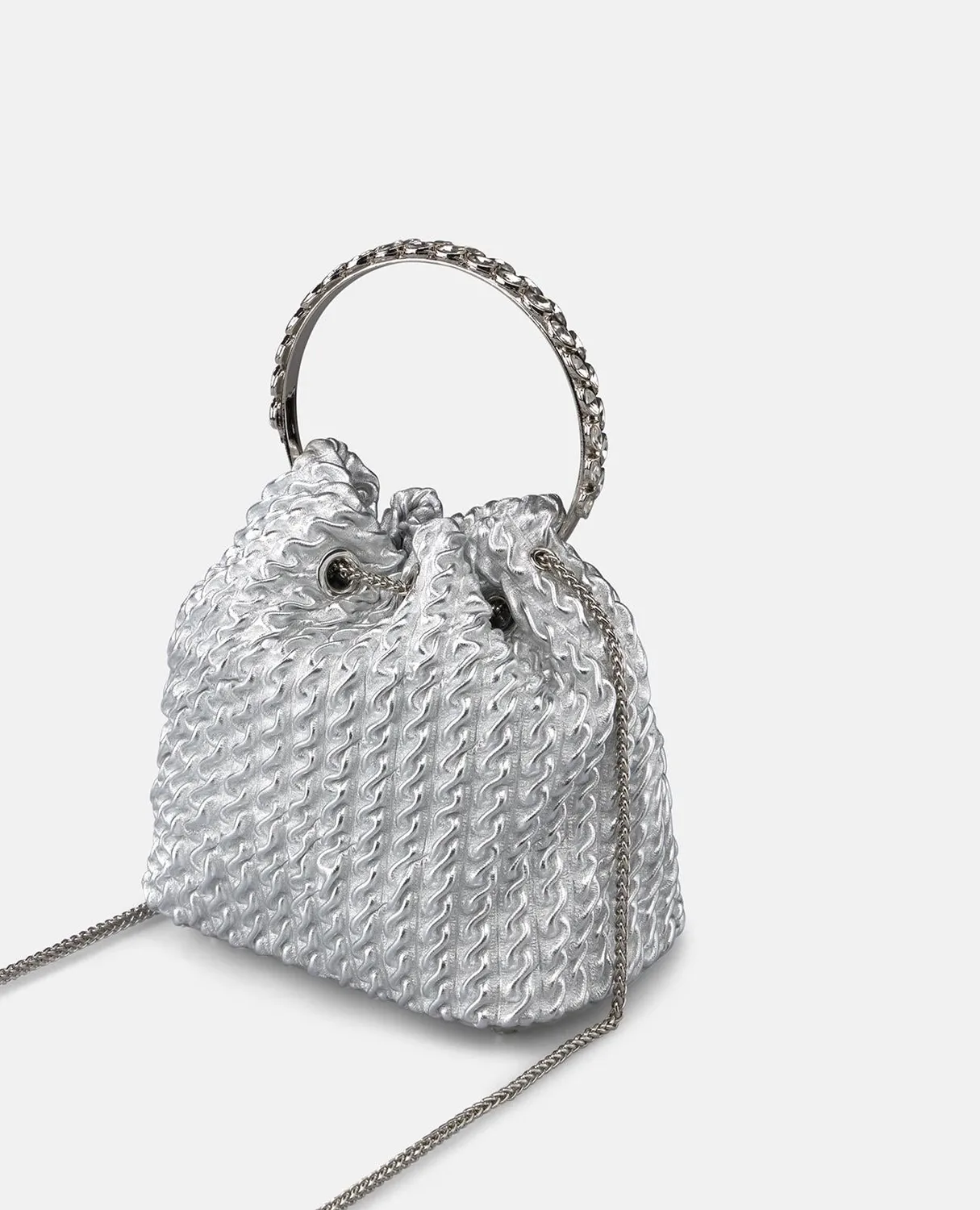 Alma en Pena V26BG057 sac seau argenté cuir