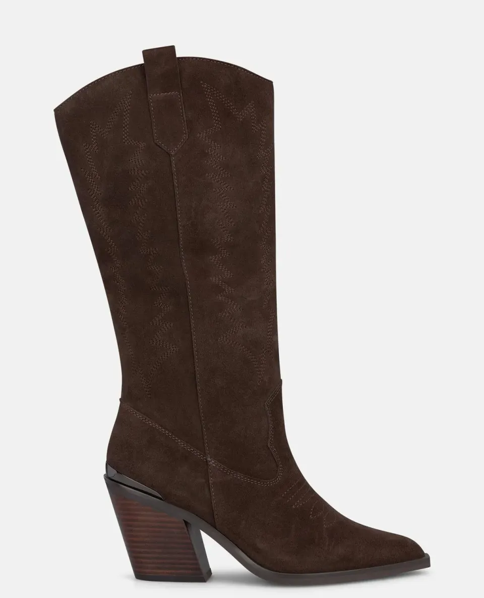 Alma en Pena I2652600C santiag daim marron brodée 8 cm