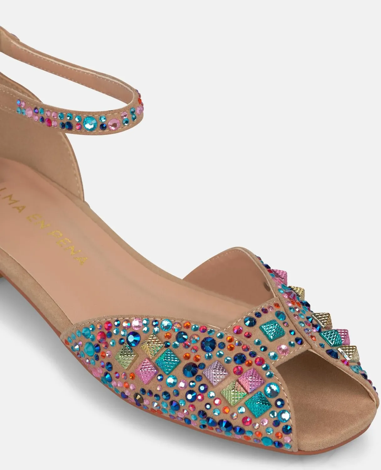 Alma en Pena V2651854 sandales bronze rejilla strass