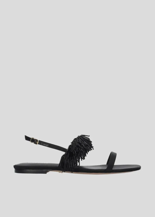 Lola Cruz Valentina Flats sandales plates noir cuir