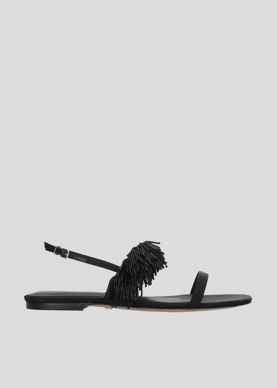 Lola Cruz Valentina Flats sandales plates noir cuir
