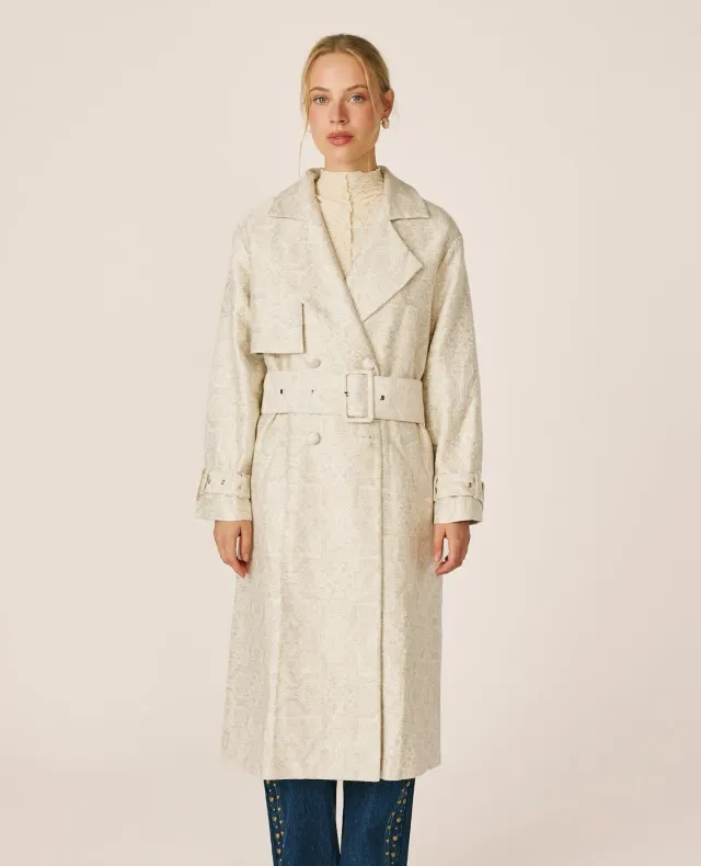 Alma en Pena I26CL1507 trench long croisé beige ceinture