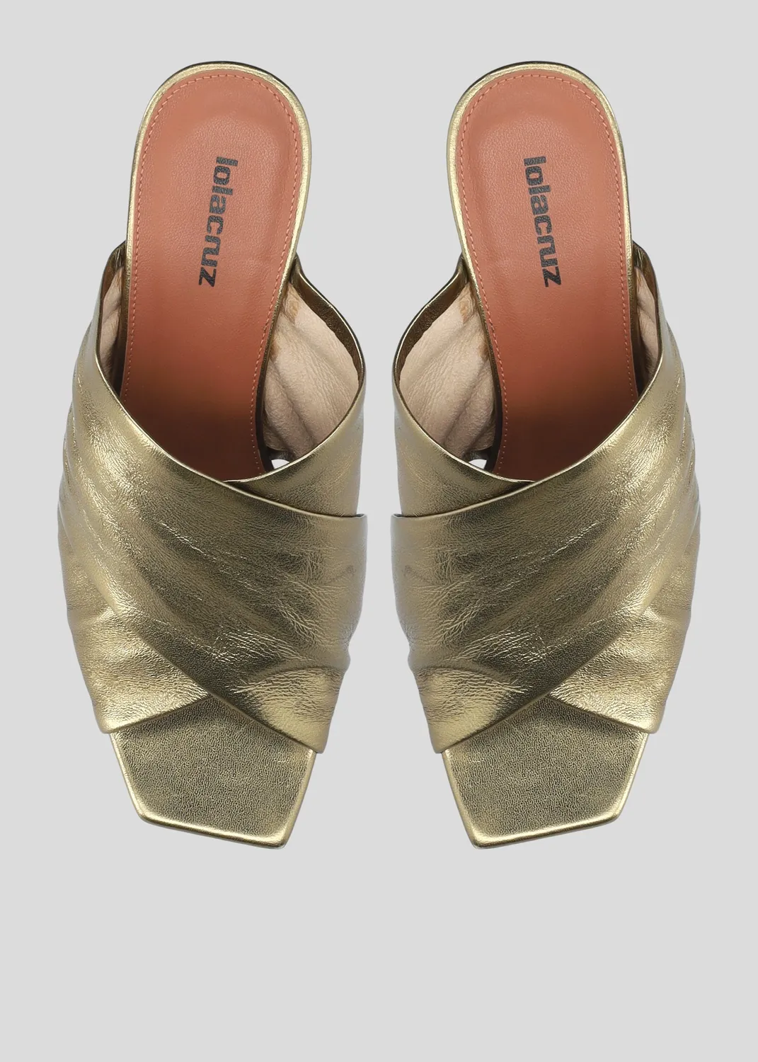 Lola Cruz Arabella 75 mules dorées
