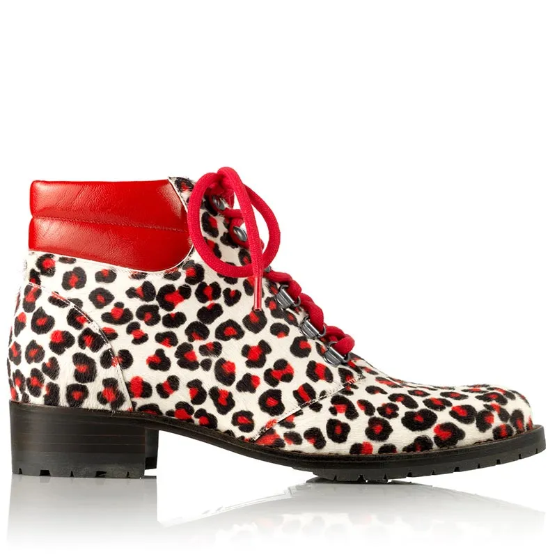 Bégum Paris Oslo bottines rouges pony léopard