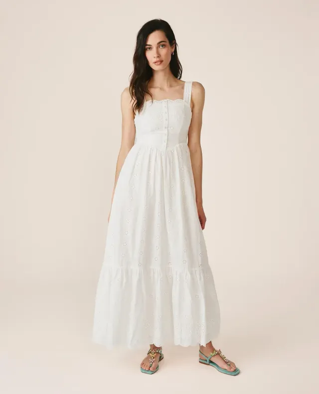 Alma en Pena V26CL0247 robe midi blanche broderie