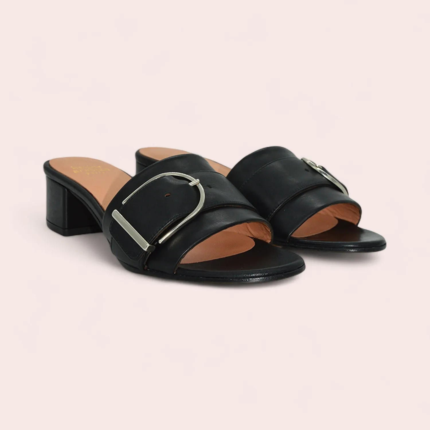 Karine Arabian Brigitte mule cuir noir talon 50 mm