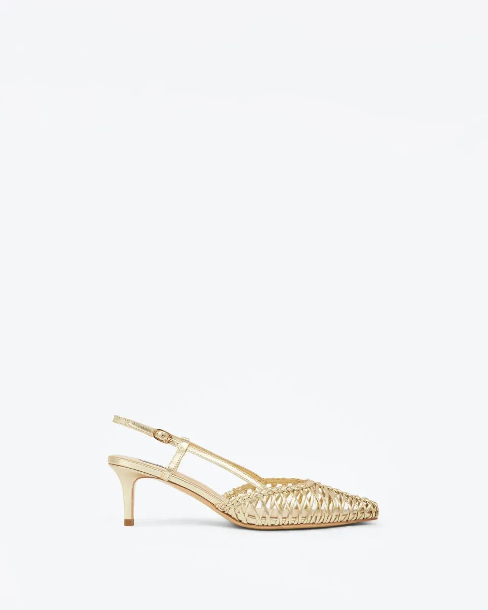 Mi/Mai Tessa Gold escarpin doré tressé petit talon