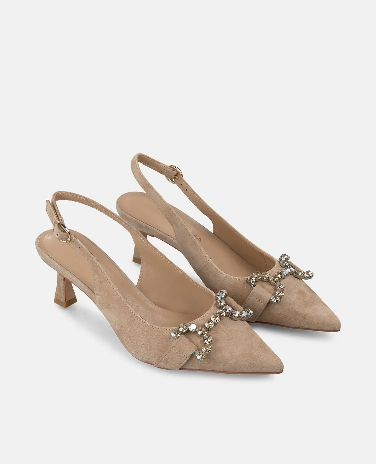 Alma en Pena V250659 slingbacks cuir sable boucle talon 6 cm