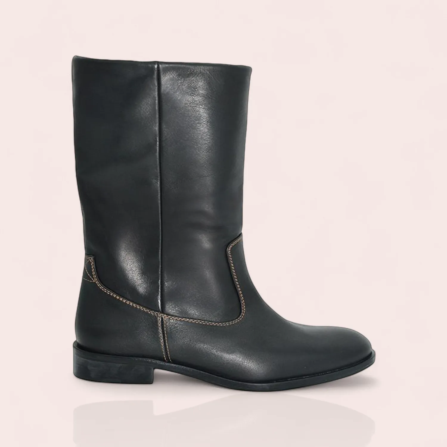 Karine Arabian Lennox bottes cuir camel noir talon 30 mm