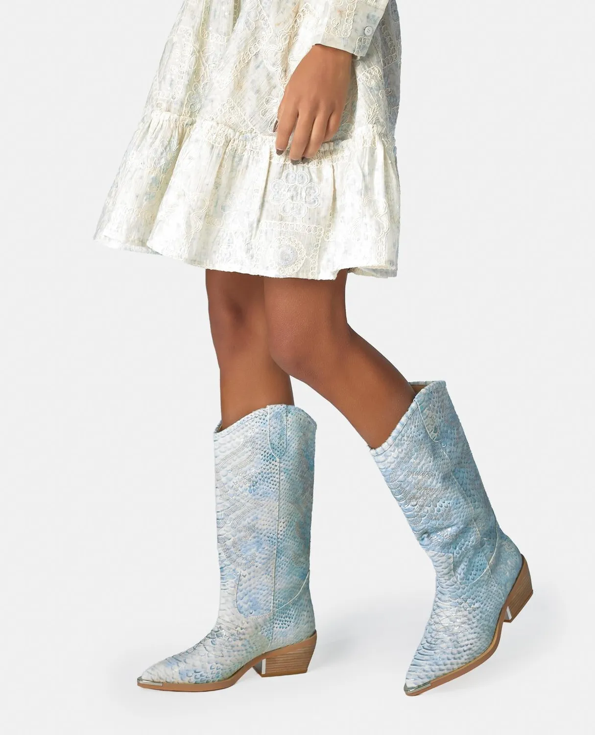 Alma en Pena V260254 bottes cowboy turquoise cuir 4 cm