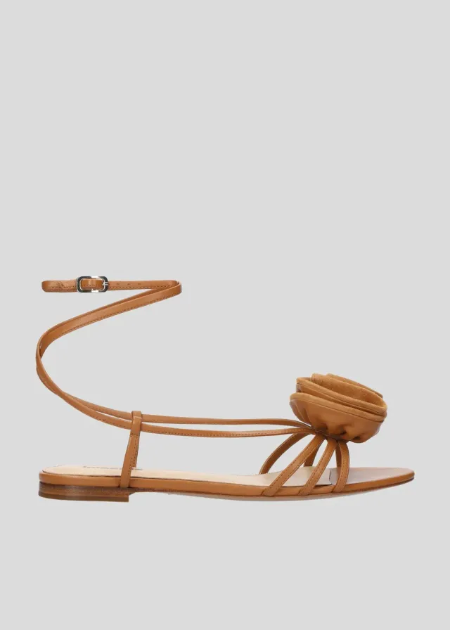 Lola Cruz Lotta sandales plates camel cuir souple