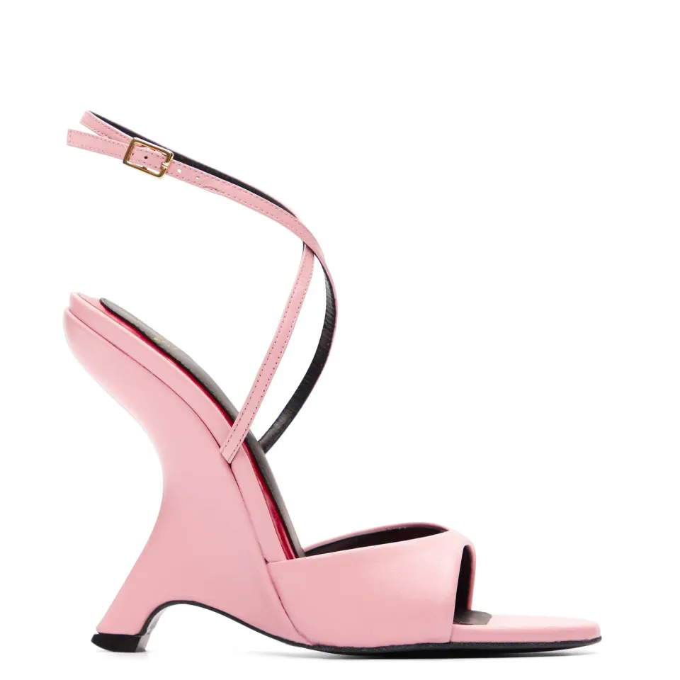 Maison Ernest Angel 120 sandales cuir mat rose pastel
