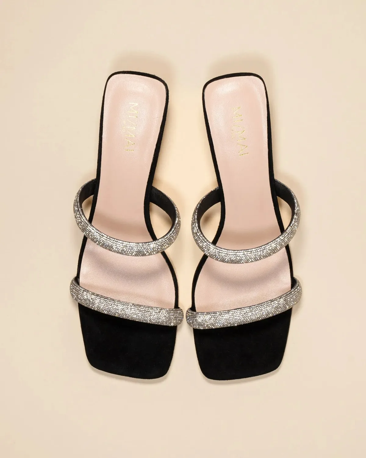 Mi/Mai Babs Black mule strass noir petit talon