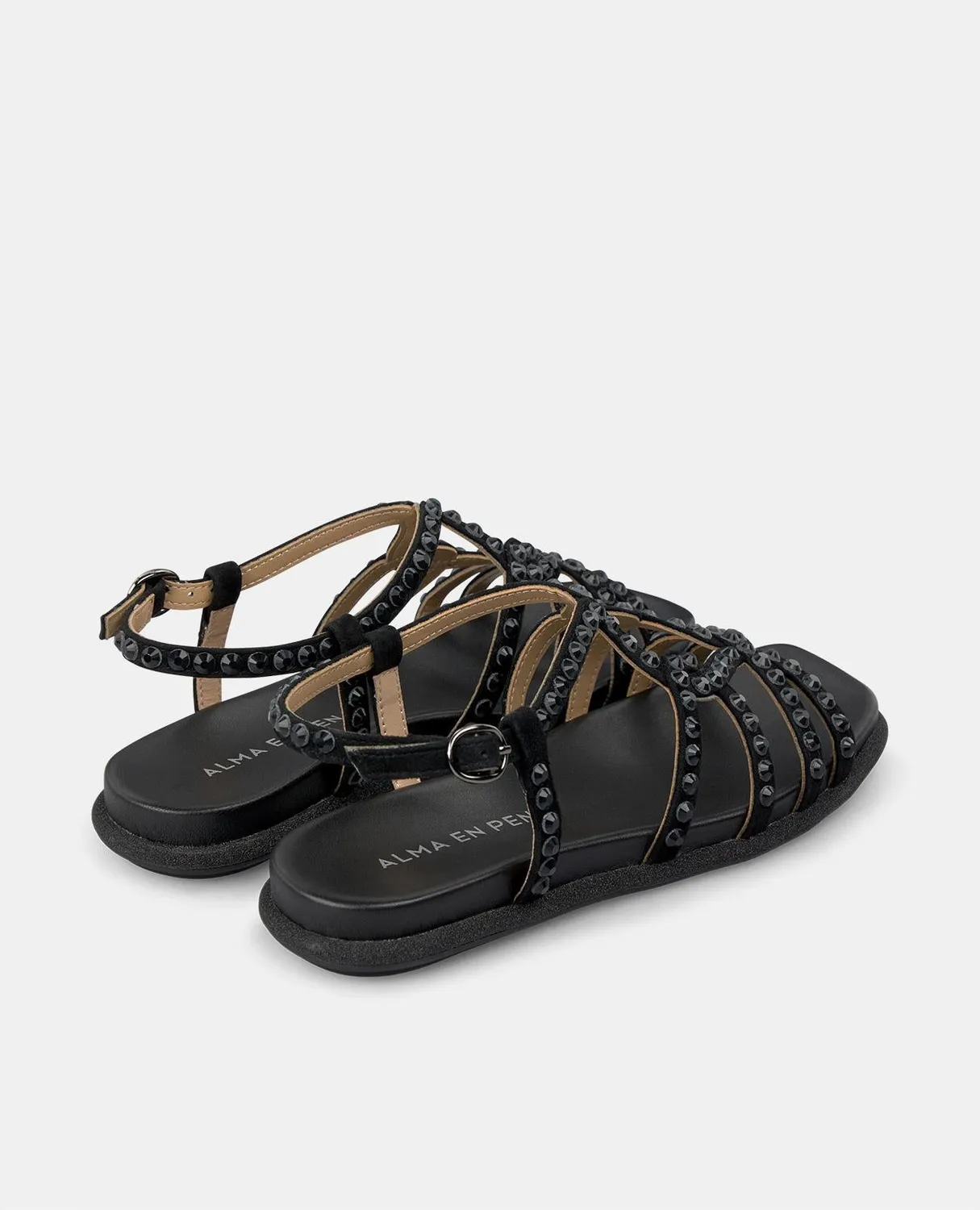 Alma en Pena V2551600 sandales plates cuir noir 2 cm