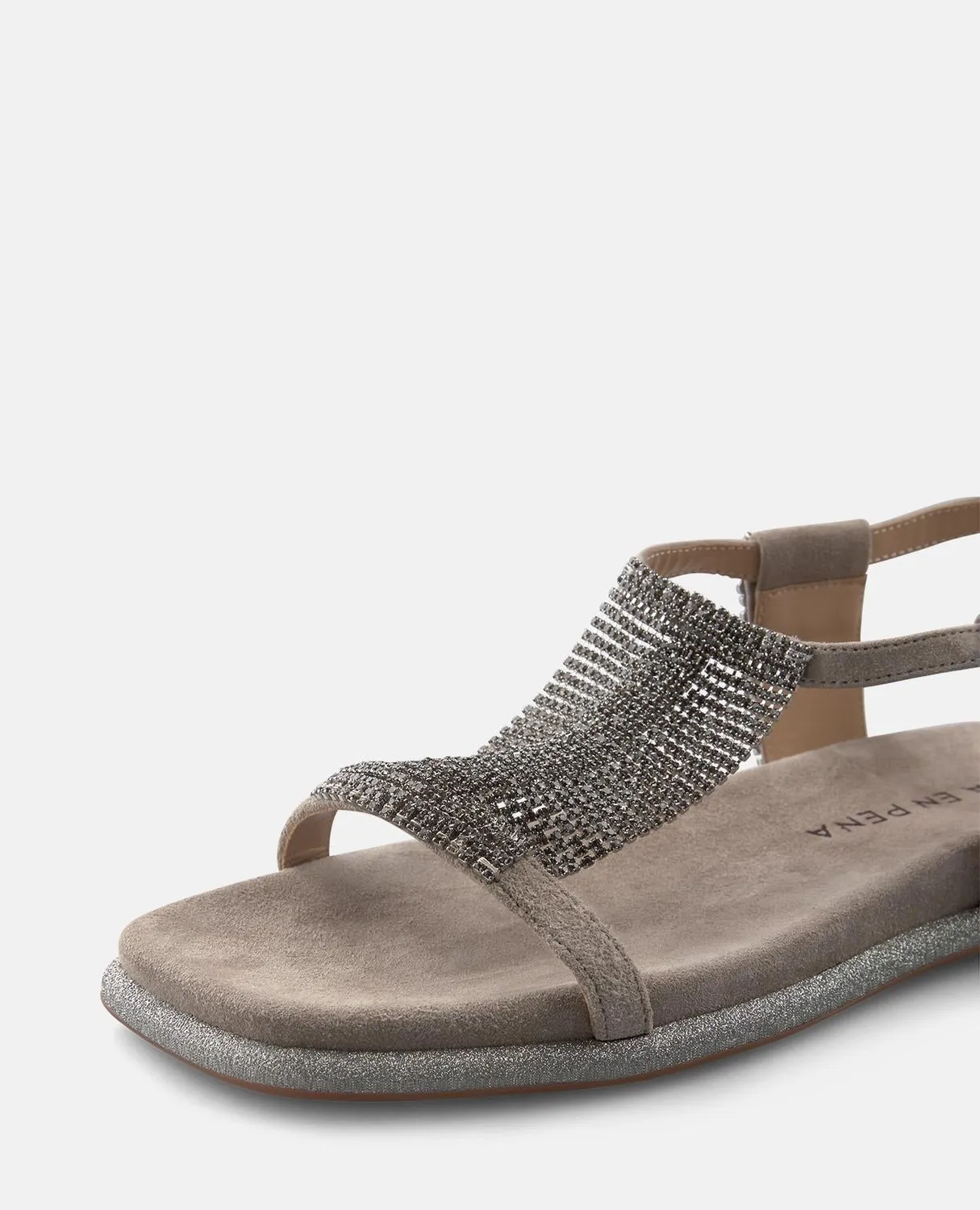 Alma en Pena V2551601 sandales plates taupe strass 2 cm