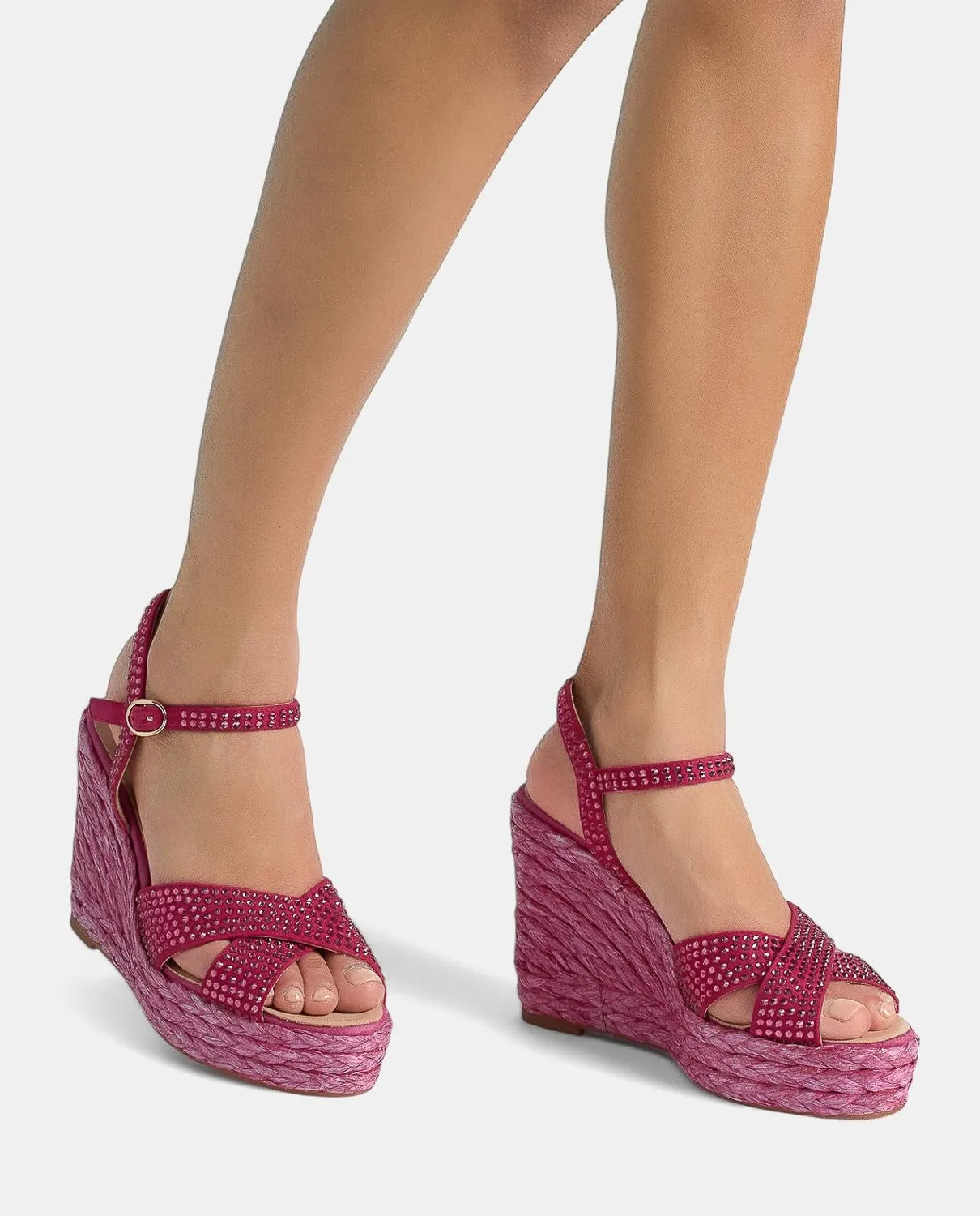 Alma en Pena V2551003 compensées fuchsia strass talon 9,8 cm