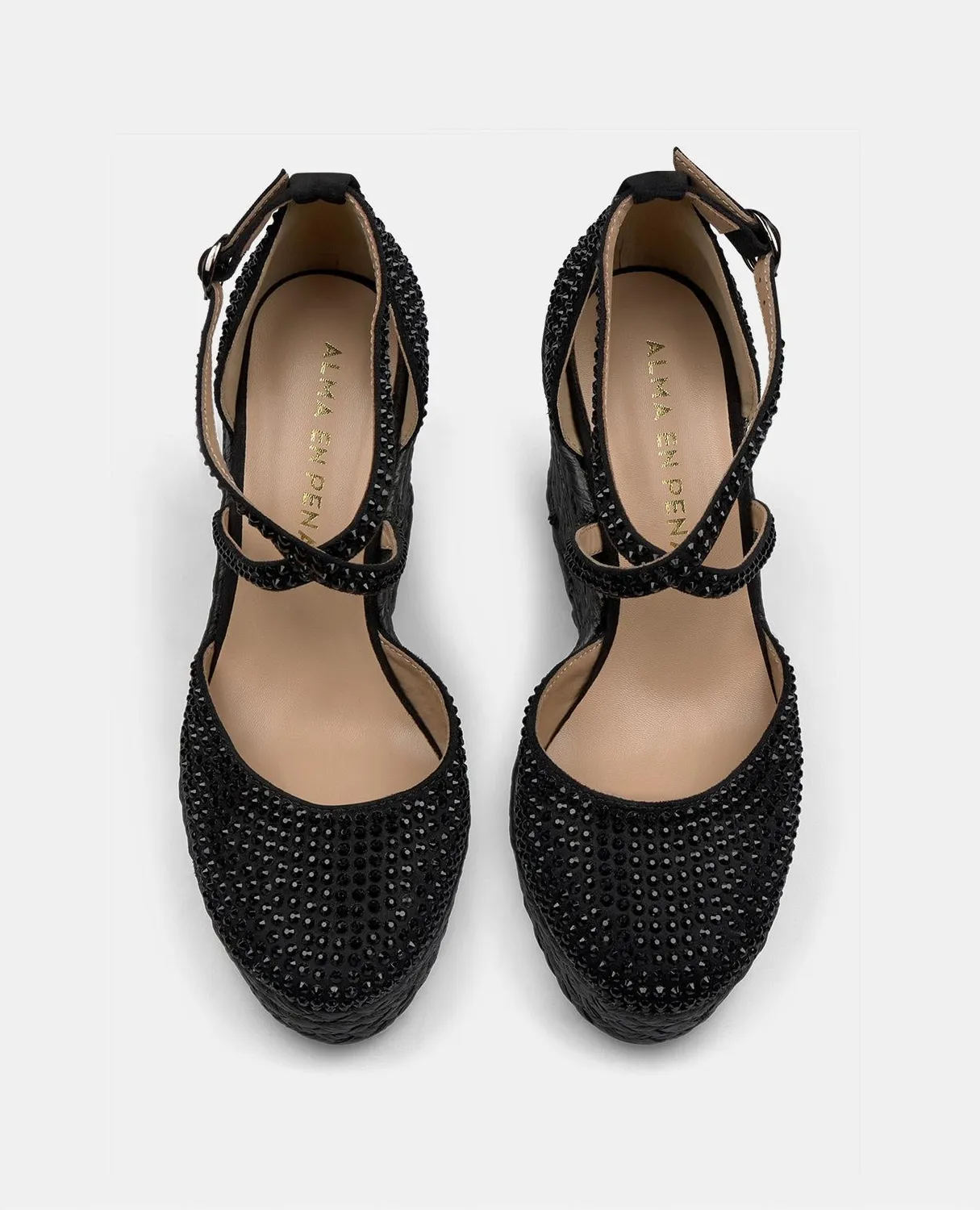 Alma en Pena V2551002 compensées noires strass talon 9,8 cm